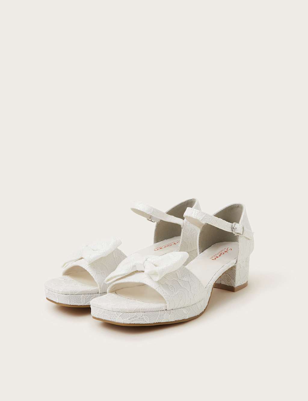 Kids' Lace Bow Ankle Strap Heeled Sandals (1 Large - 6 Large)