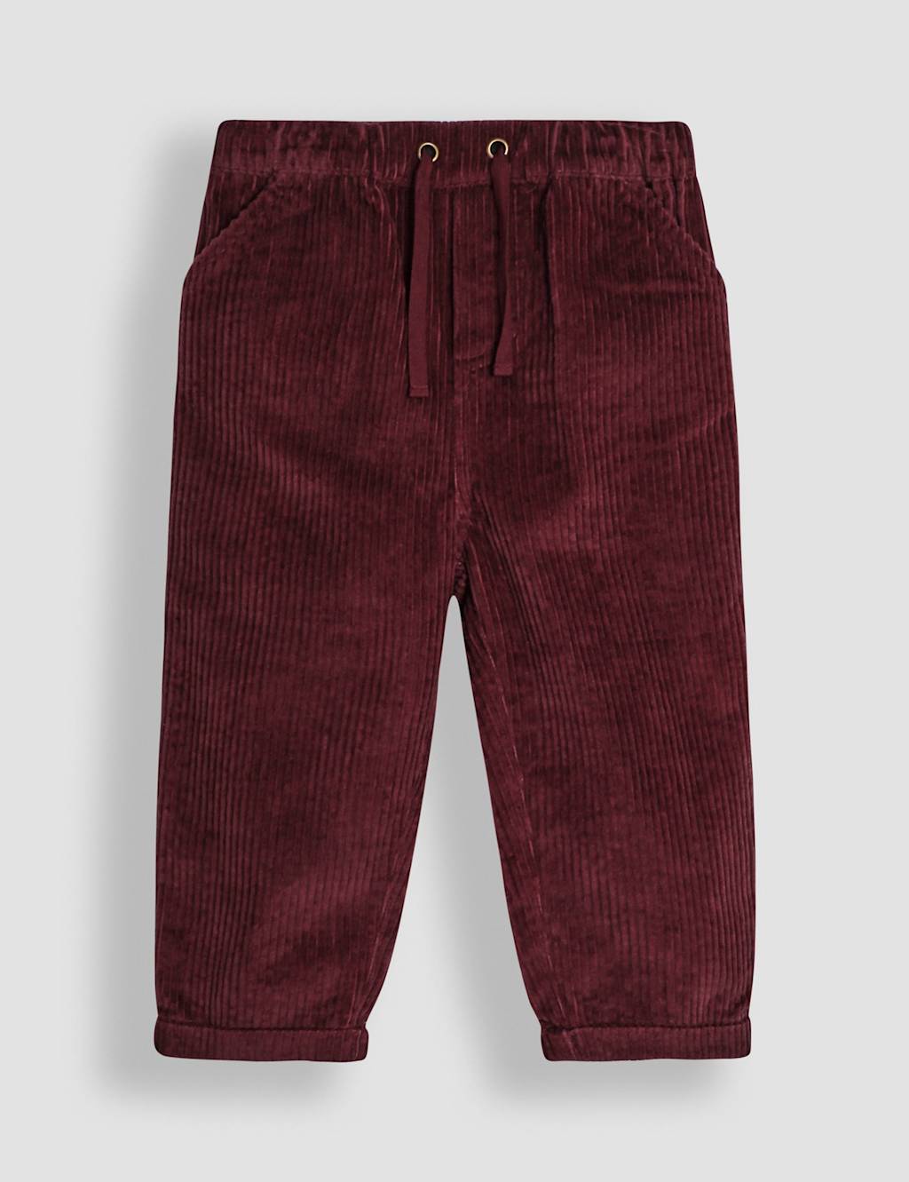 JoJo Maman Bb Pure Cotton Chunky Corduroy Trousers Burgundy
