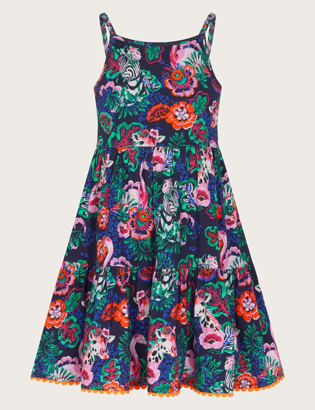 Monsoon Girls Pure Cotton Floral Dress (2-13 Yrs) - 2-3 Y - Navy Mix, Navy Mix