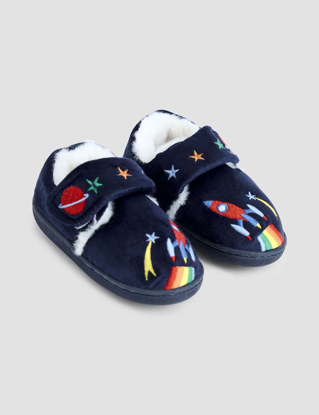 JoJo Maman Bb Space Riptape Slippers (4 Small - 11 Small) Navy Mix