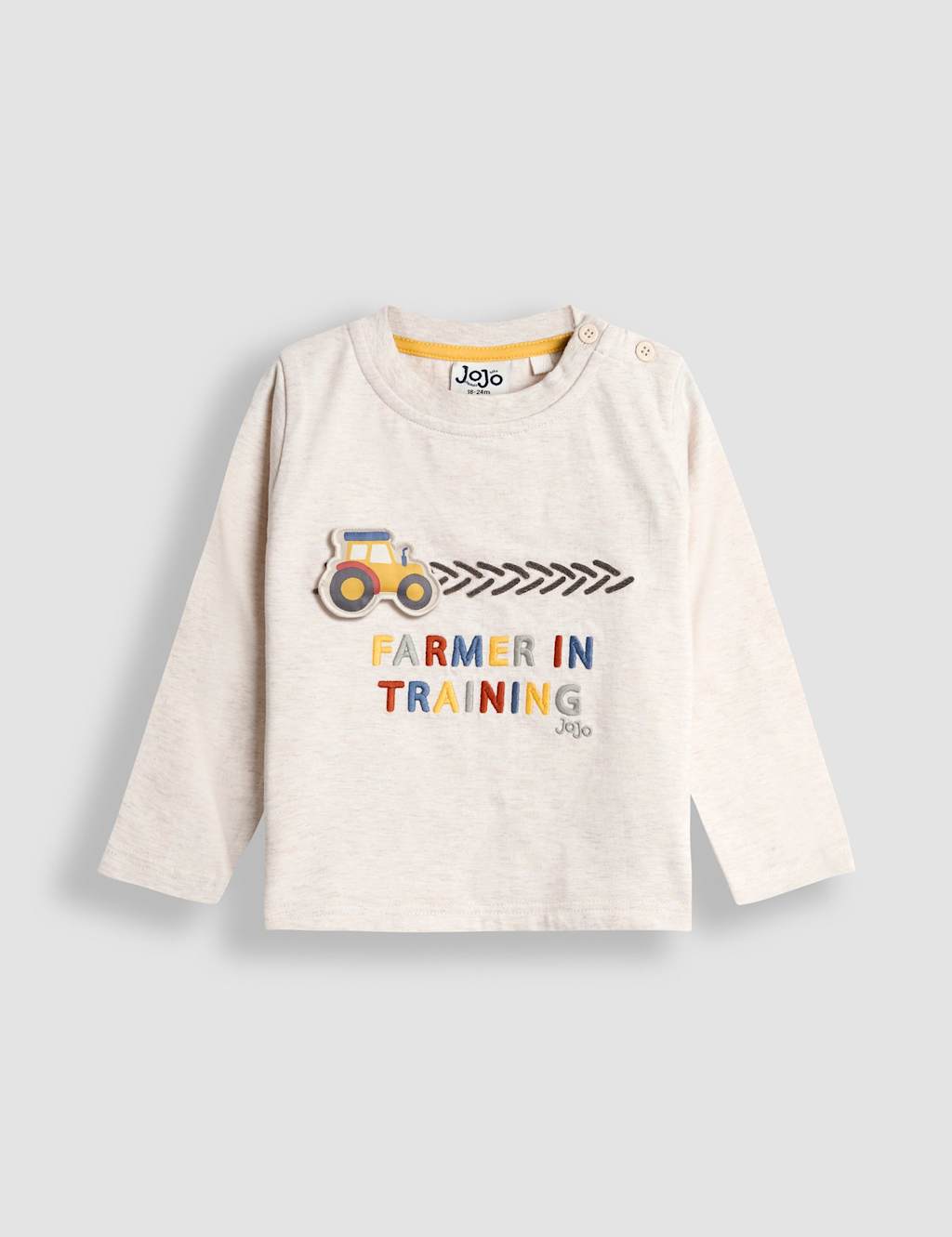 JoJo Maman Bb Pure Cotton Tractor Top (1-7 Yrs) Cream Mix