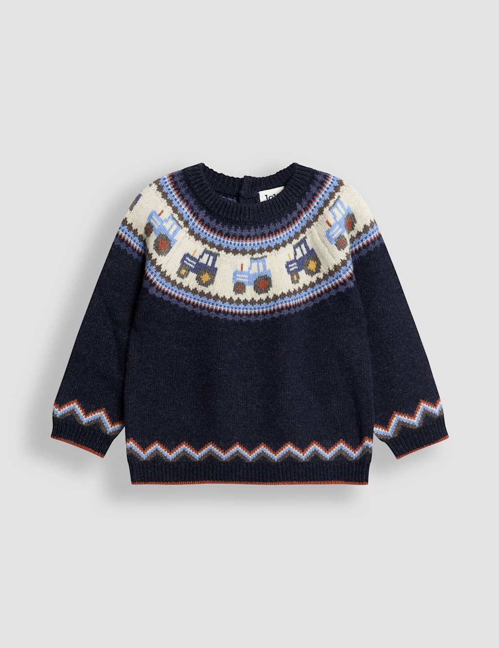 JoJo Maman Bb Tractor Fair Isle Jumper (1-7 Yrs) Navy Mix