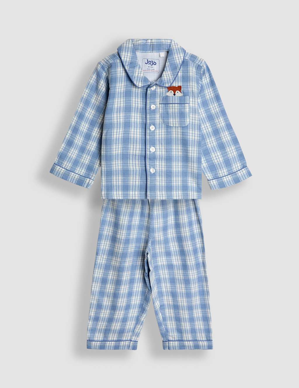 JoJo Maman Bb Pure Cotton Woven Checked Pyjamas (1-6 Yrs) Blue Mix