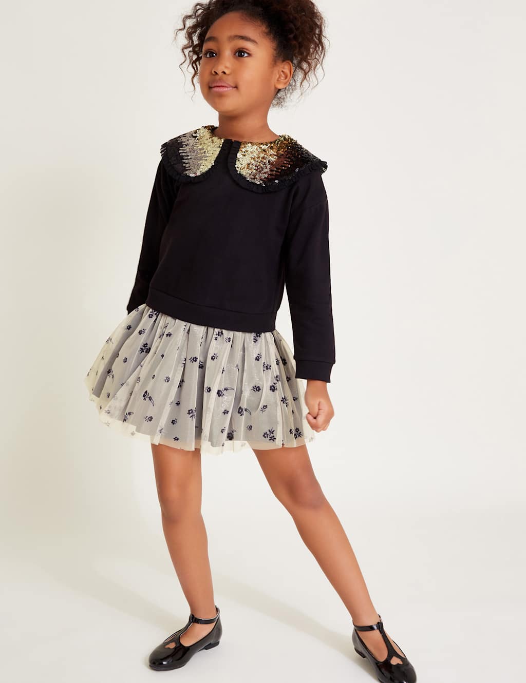 Monsoon Girls 2 in 1 Embellished Party Dress (3-13 Yrs) - 5-6 Y - Black Mix, Black Mix