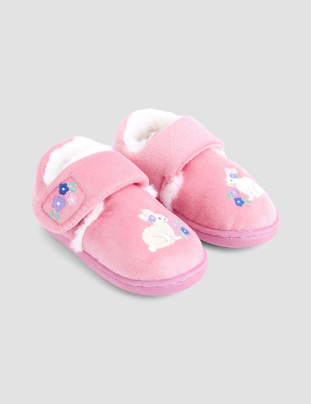JoJo Maman Bb Bunny Riptape Slippers (4 Small - 11 Small) Pink Mix