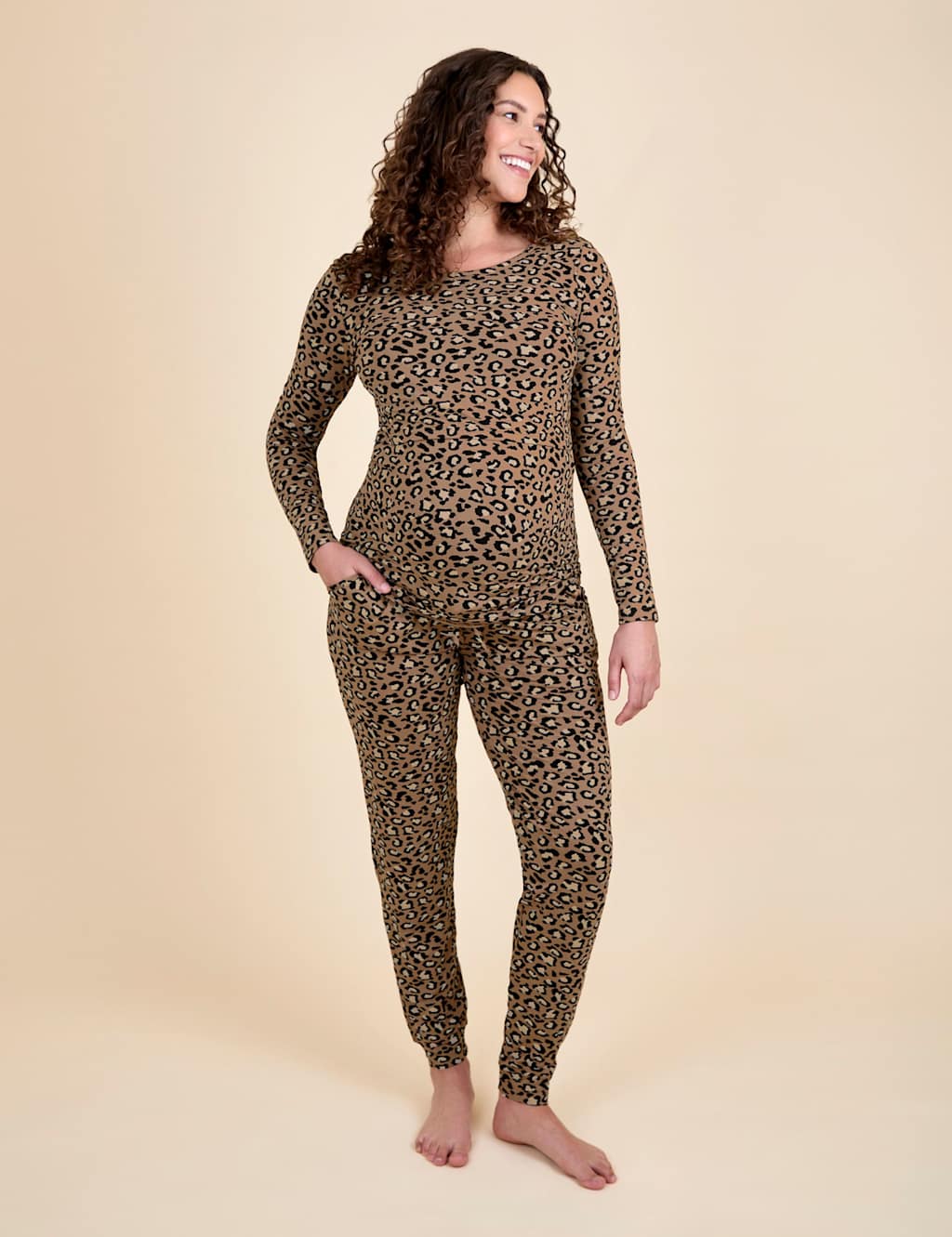JoJo Maman Bb Maternity Animal Print Pyjama Set Brown Mix