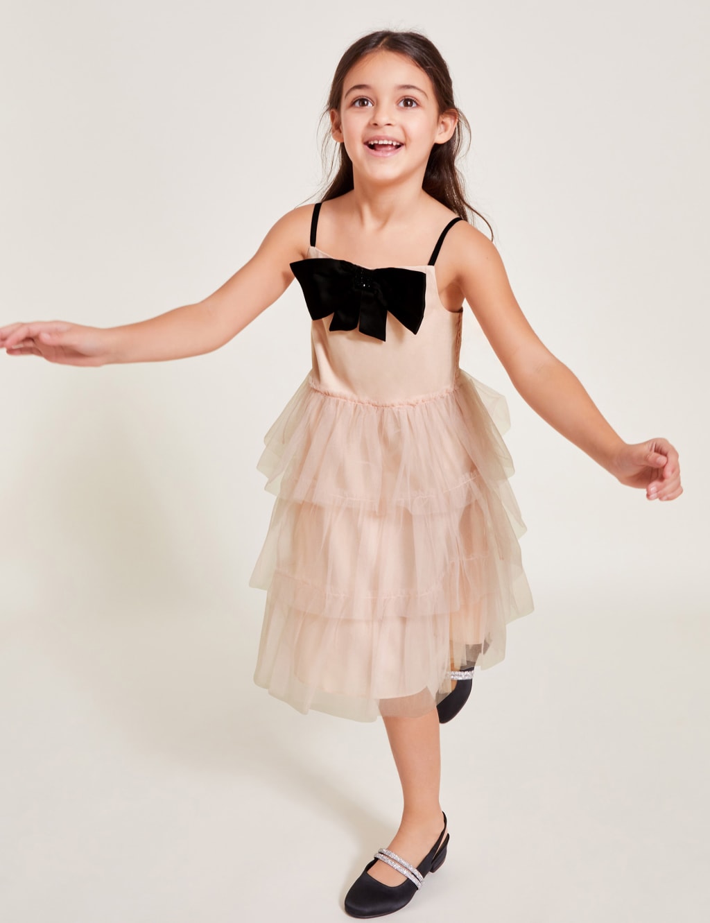 Bow Tulle Tiered Party Dress (3-13 Yrs)