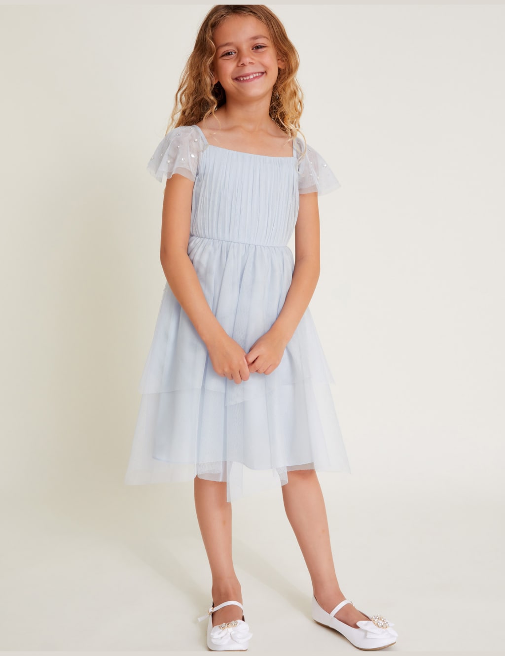 Tulle Diamante Sleeve Dress (3-13 Yrs)