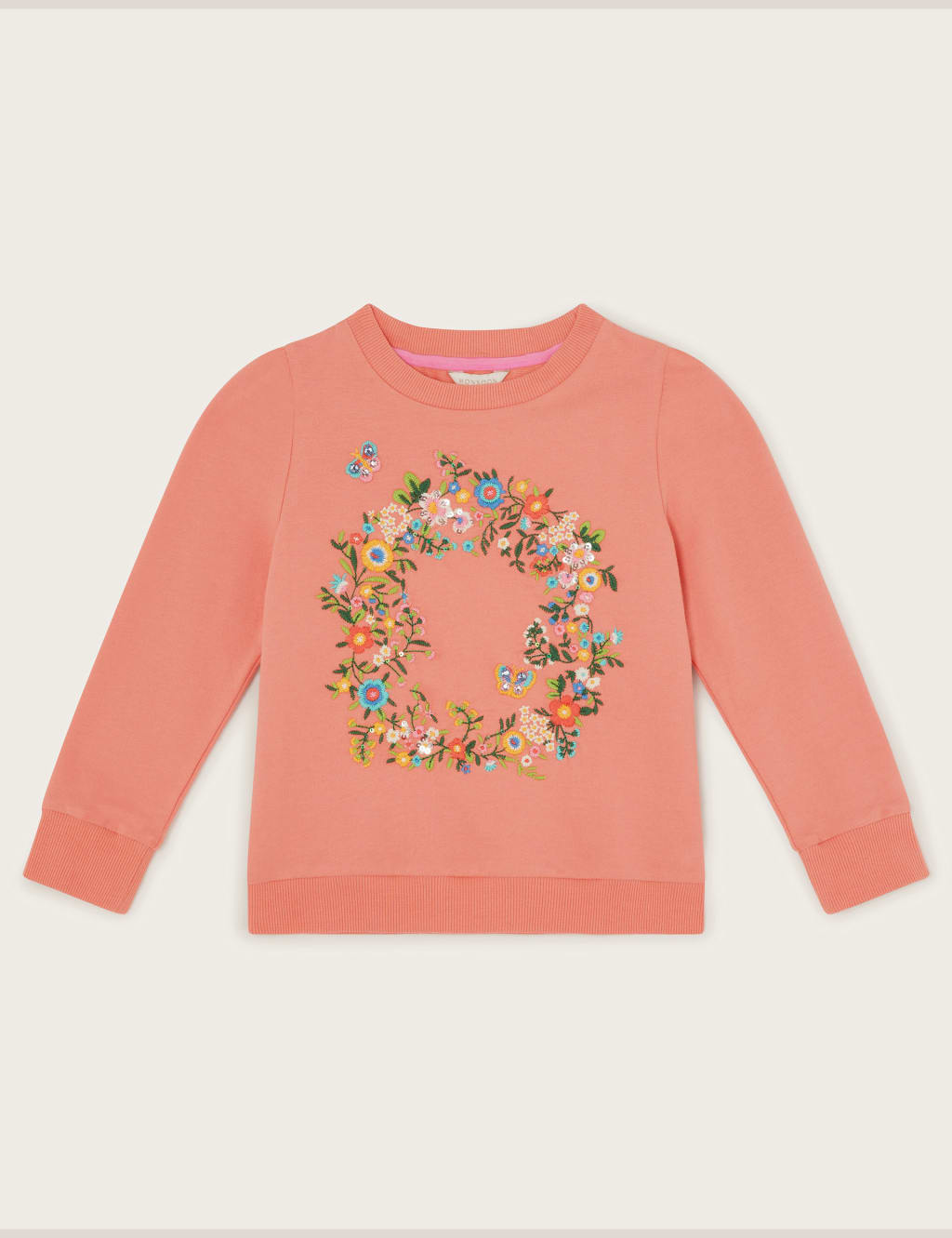 Pure Cotton Floral Wreath Embroidered Sweatshirt (3-13 Yrs)
