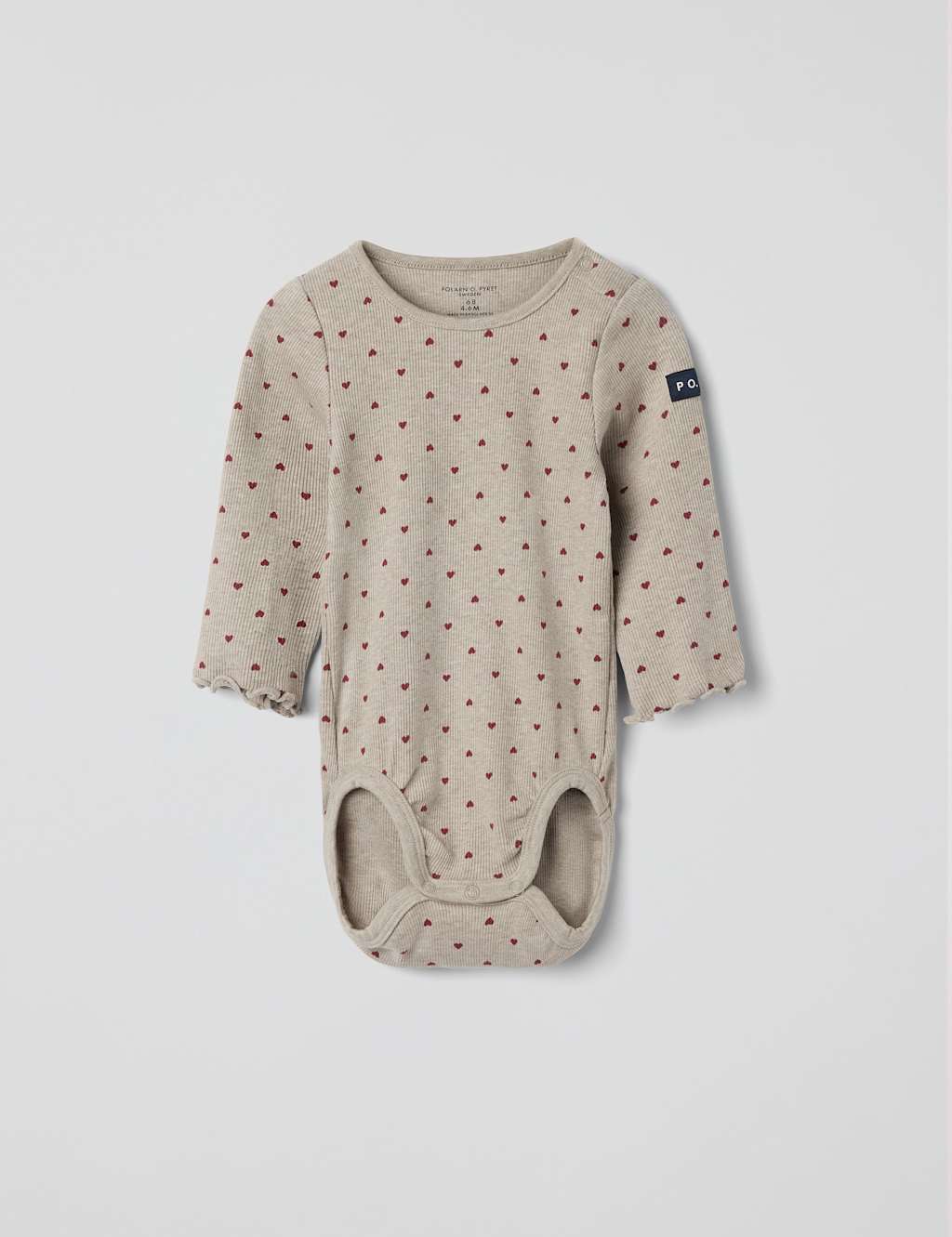 Polarn O. Pyret Cotton Rich Heart Print Bodysuit (1-12 Mths) Beige Mix