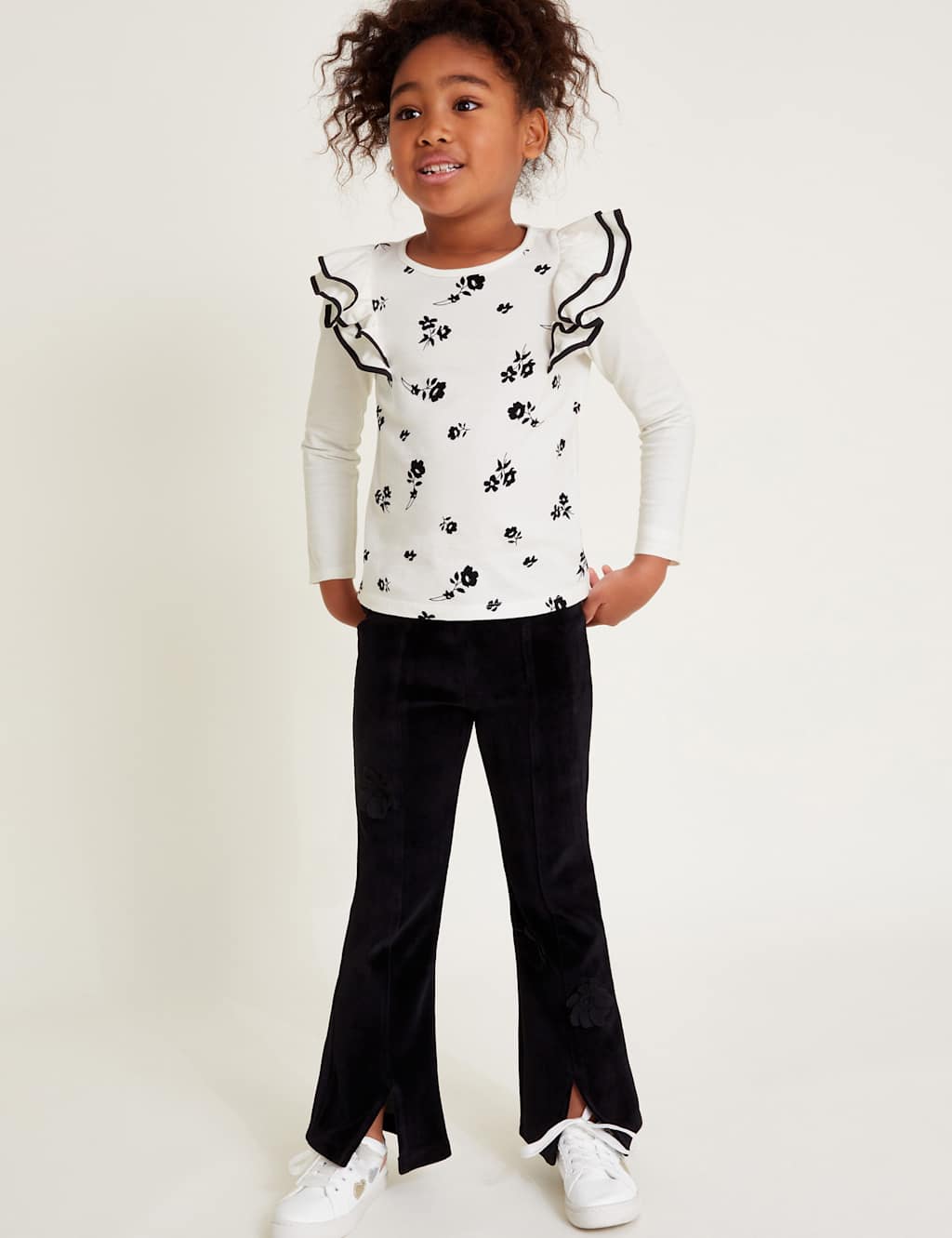 Velour Floral Flared Leggings (3-13 Yrs)