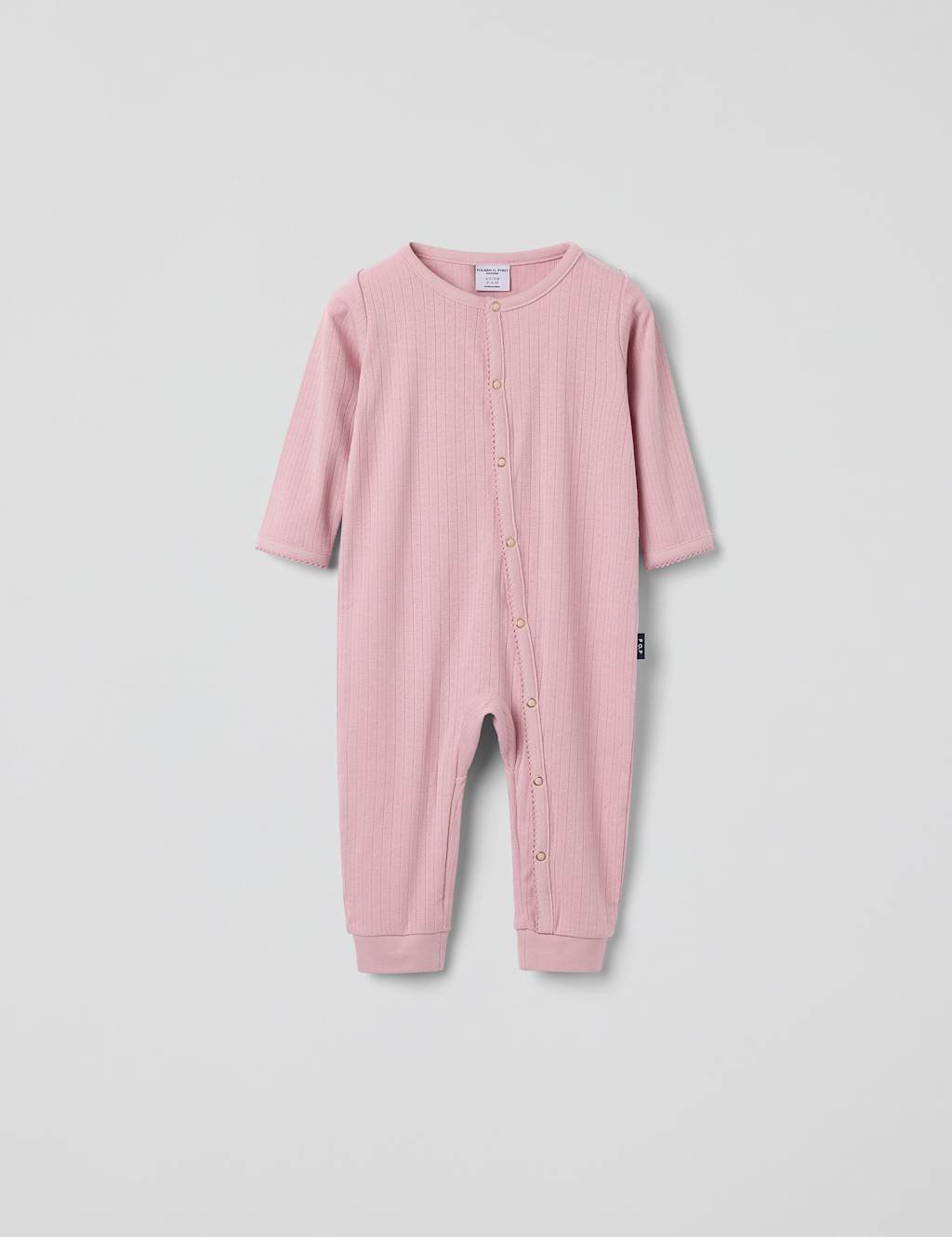 Polarn O. Pyret Cotton Blend Pointelle Sleepsuit (0-4 Yrs) Pink Mix