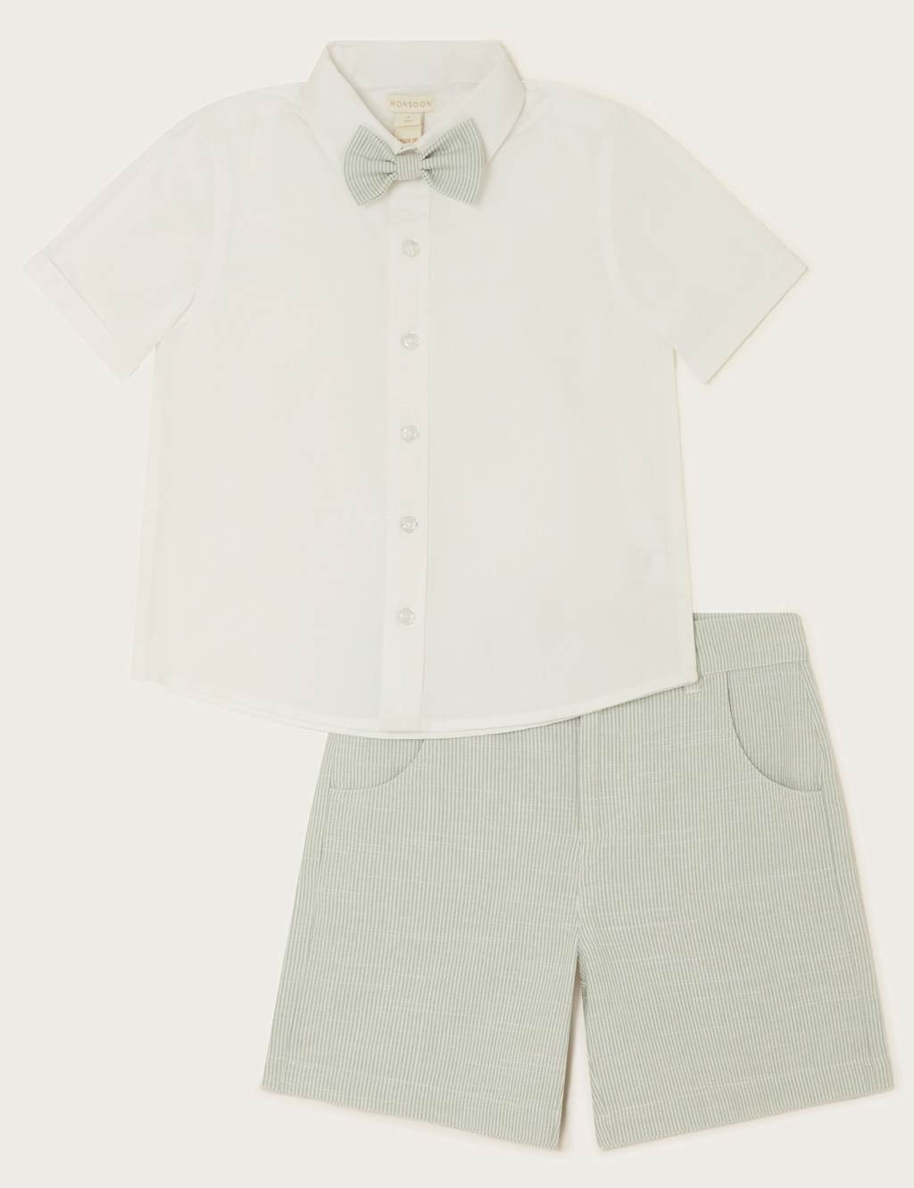 Monsoon Boys 3pc Pure Cotton Top & Bottom Smart Outfit (6 Mths-12 Yrs) - 4 - Green Mix, Green Mix