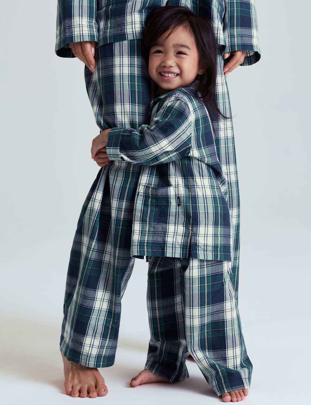 Polarn O. Pyret Pure Cotton Brushed Checked Pyjamas (1-10 Yrs) Navy Mix