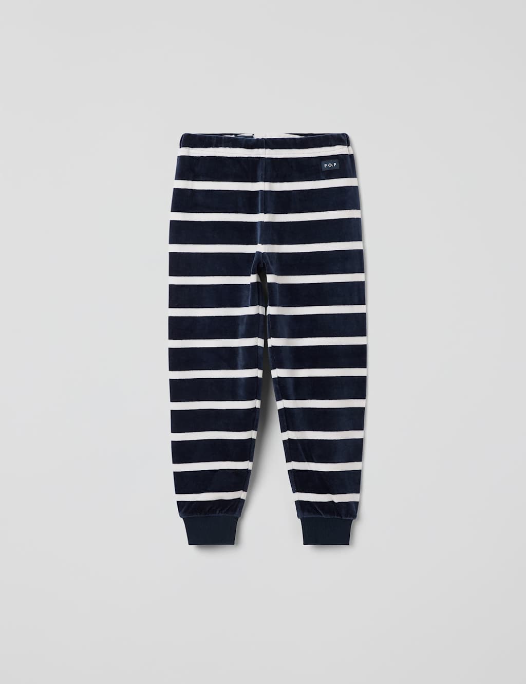Polarn O. Pyret Cotton Rich Velour Striped Trousers (1-10 Yrs) Navy Mix