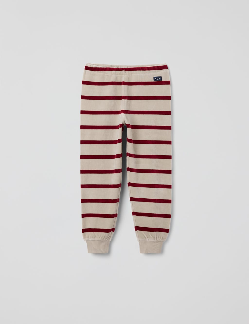 Polarn O. Pyret Cotton Rich Velour Striped Trousers (1-10 Yrs) Beige Mix