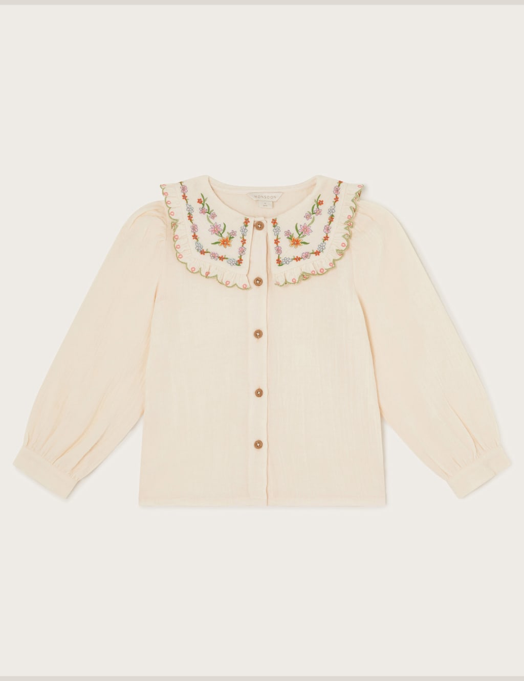 Pure Cotton Flower Embroidered Top (4-13 Yrs)