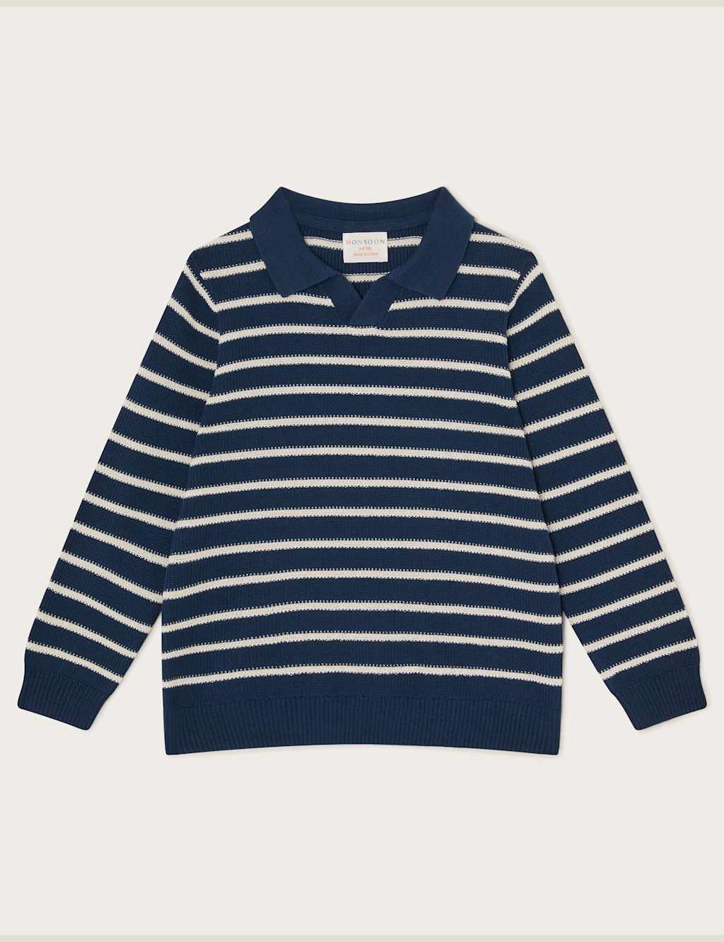 Pure Cotton Striped Polo Knitted Top (2-13 Yrs)
