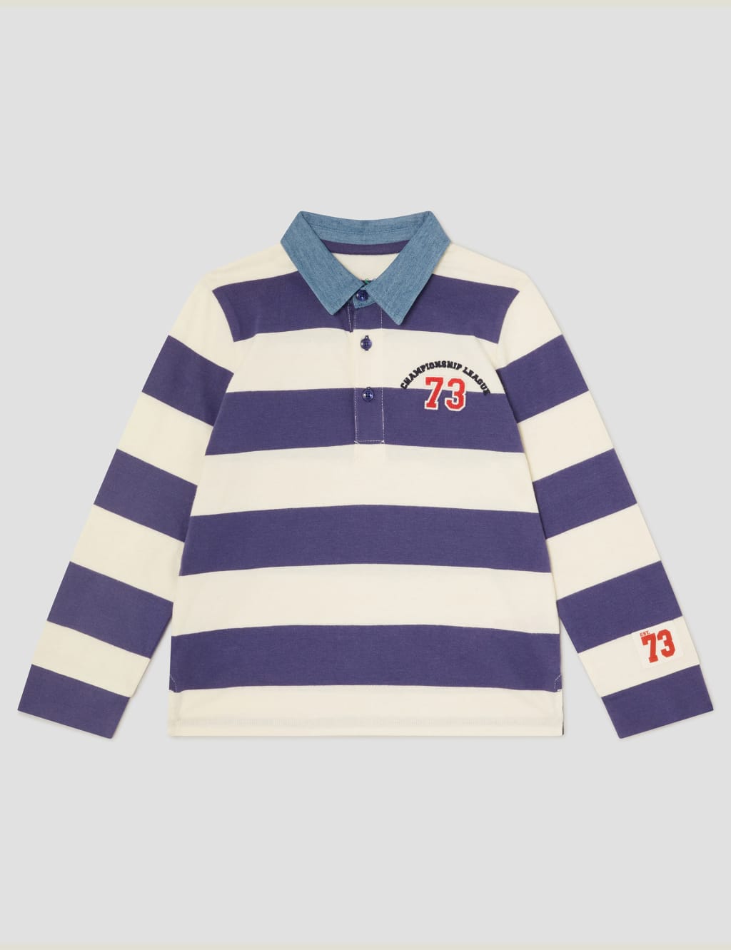 Pure Cotton Striped Rugby Top (3-13 Yrs)
