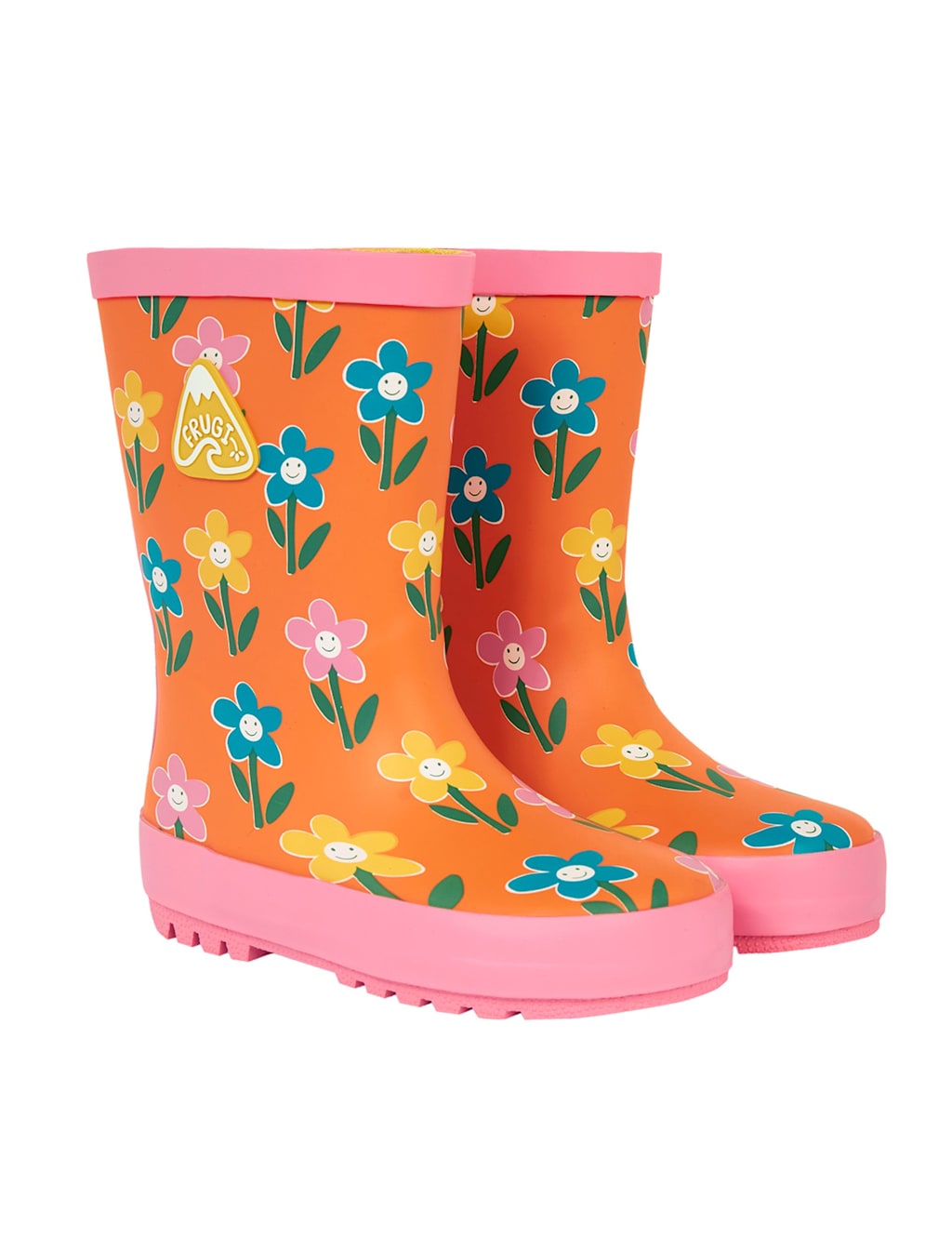 Frugi Kids' Floral Wellies (1 Small - 13 Small) Orange