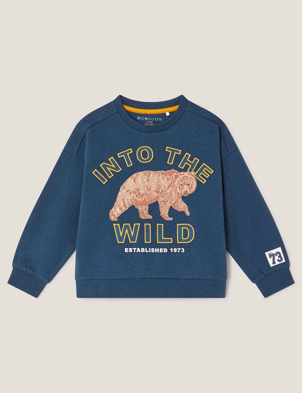 Monsoon Pure Cotton Bear Sweatshirt (18 Mths -13 Yrs) Navy Mix