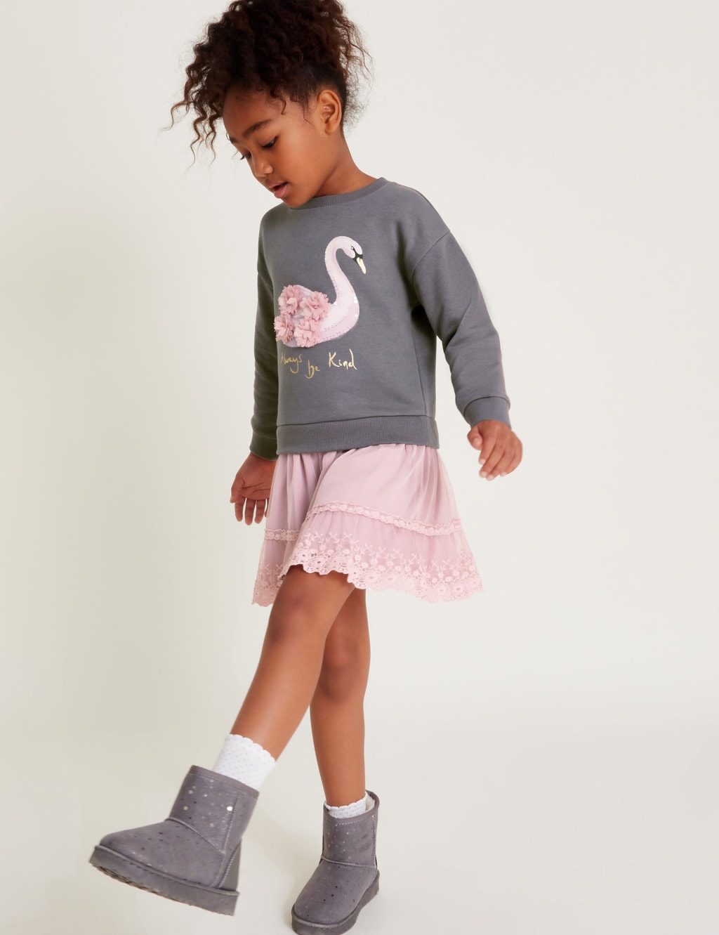 Cotton Rich 2-in-1 Swan Jumper Dress (2-13 Yrs)
