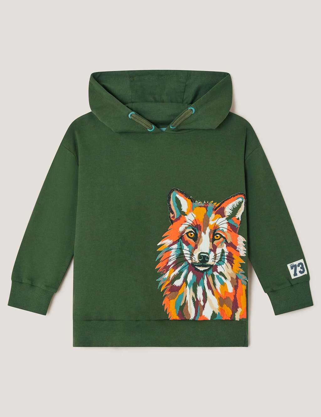 Monsoon Pure Cotton Fox Hoodie (0-13 Yrs) Green Mix
