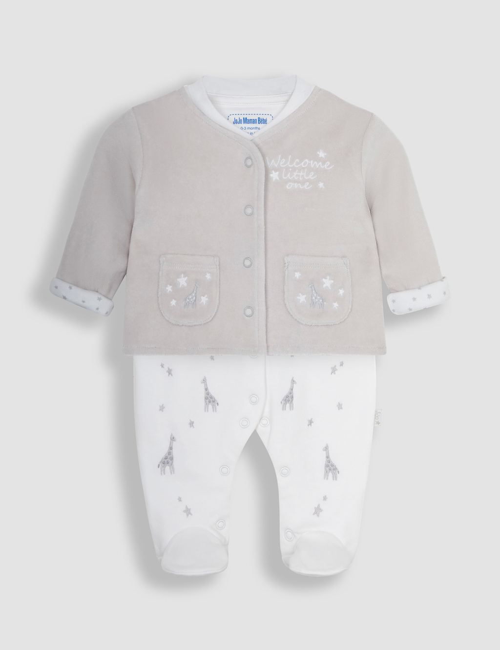 2pc Pure Cotton Sleepsuit & Jacket Set (0-9 Mths)