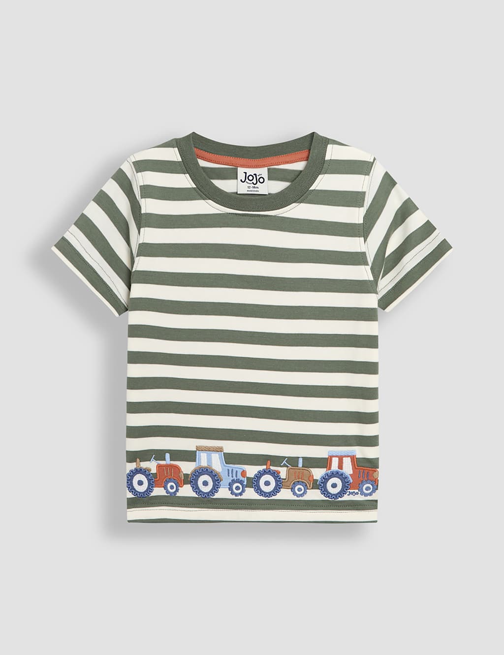 Jojo Maman Bébé Boys Pure Cotton Tractor T-Shirt (0 Mths-5 Yrs) - 18-24 - Khaki Mix, Khaki Mix
