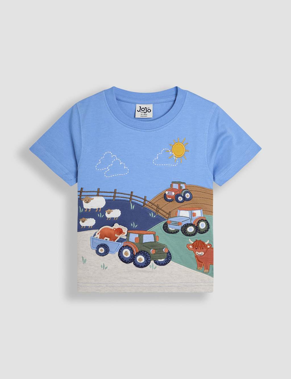 Jojo Maman Bébé Boys Pure Cotton Appliqué Farm T-Shirt (6 Mths - 5 Yrs) - 4-5 Y - Multi, Multi