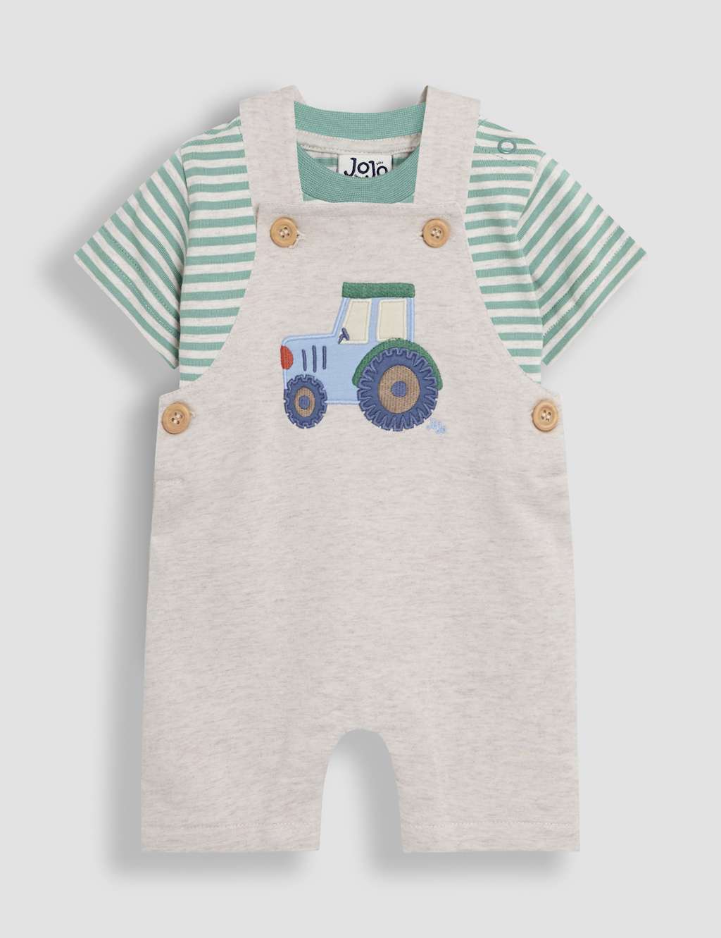 Jojo Maman Bébé Boys 2pc Pure Cotton Dungarees Outfit (3-24 Mths) - 6-12M - Multi, Multi