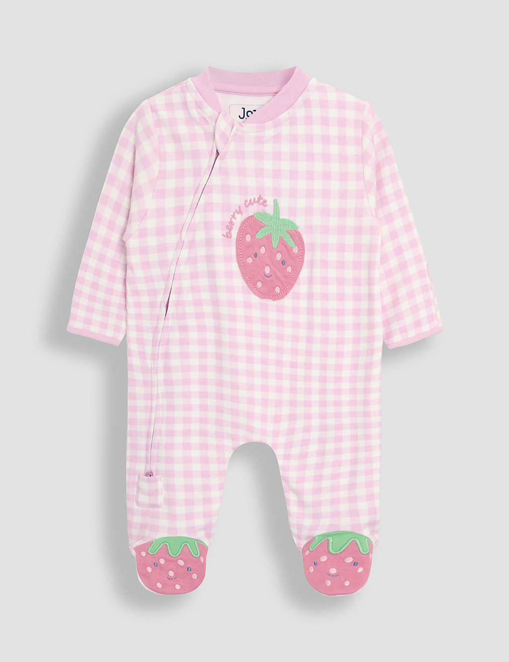 Pure Cotton Strawberry Zip Sleepsuit (0-12 Mths)