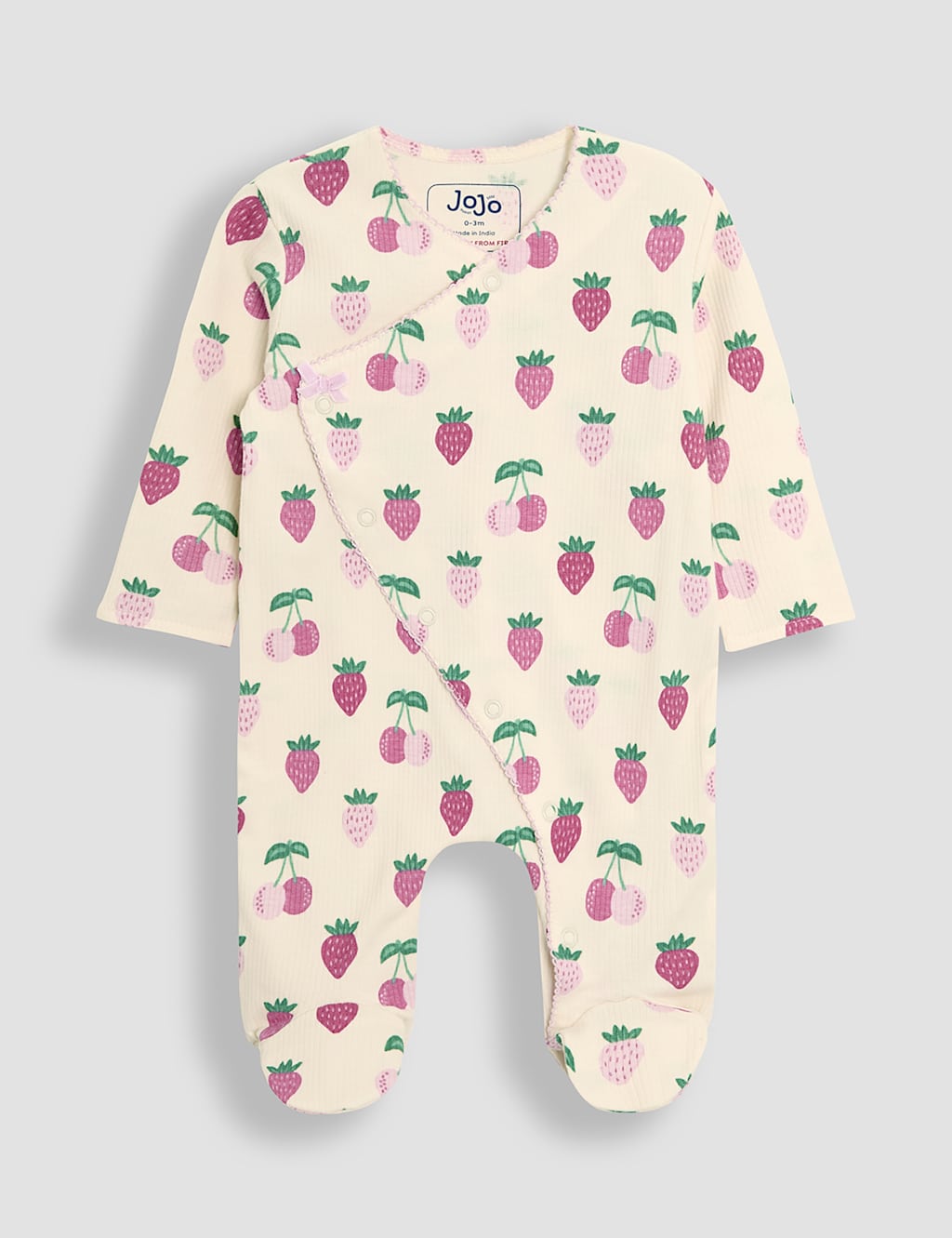 Pure Cotton Ribbed Fruit Sleepsuit (0-12 Mths)