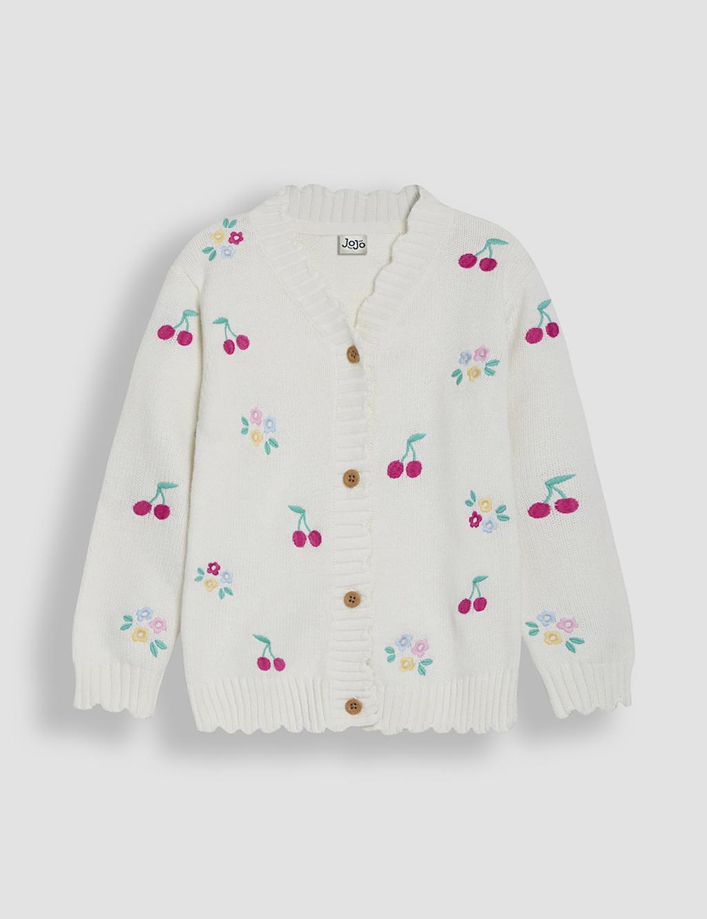 Wool Rich Cherry & Floral Cardigan (6 Mths-5 Yrs)