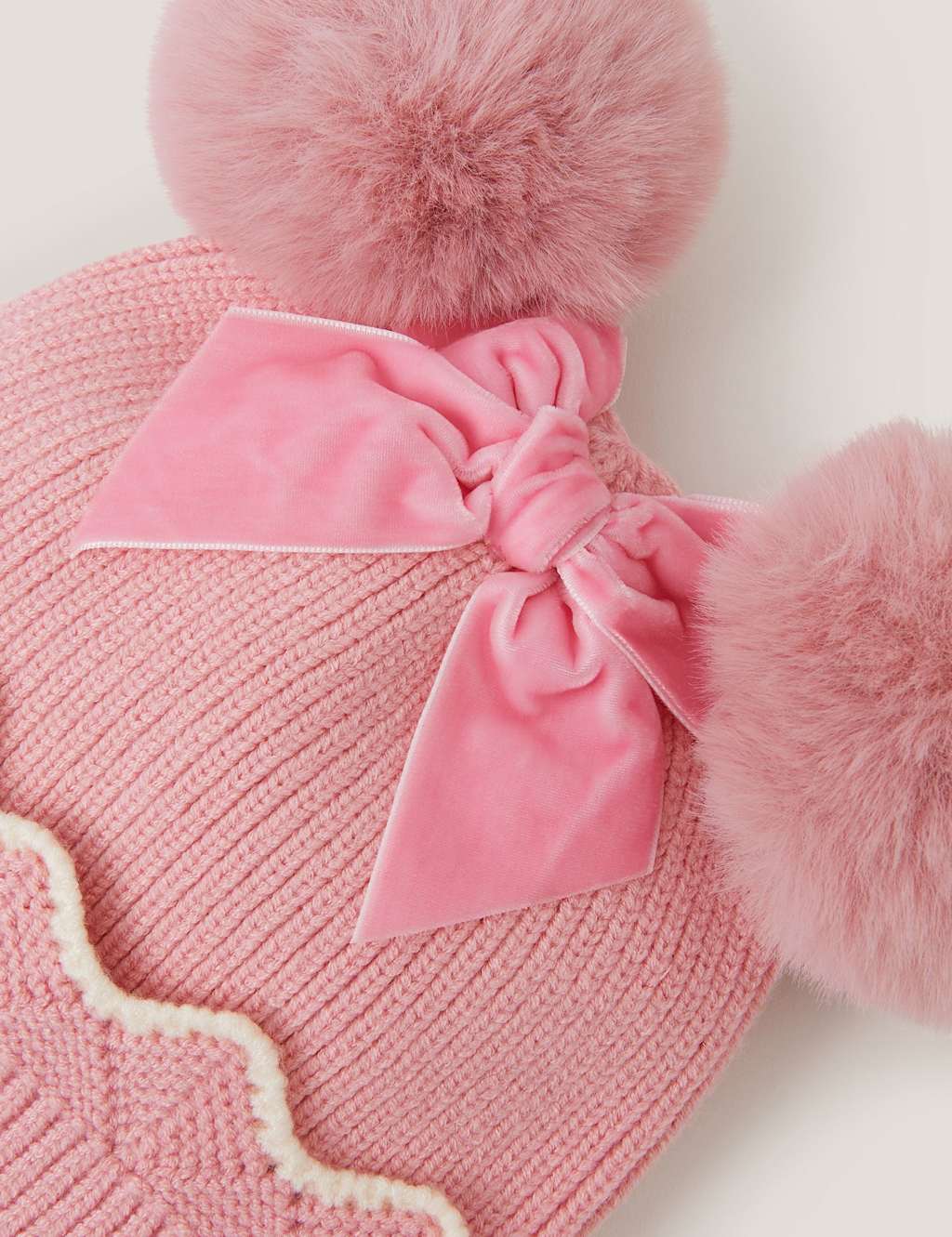 Monsoon Kids' Scallop Hat and Mitten Set (0-3 Yrs) Pink