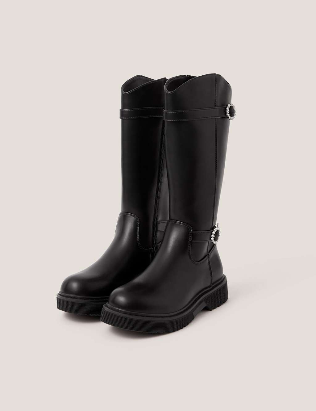 Monsoon Kids' Leather Embellished Knee High Boots (11 Small - 4 Large) Black