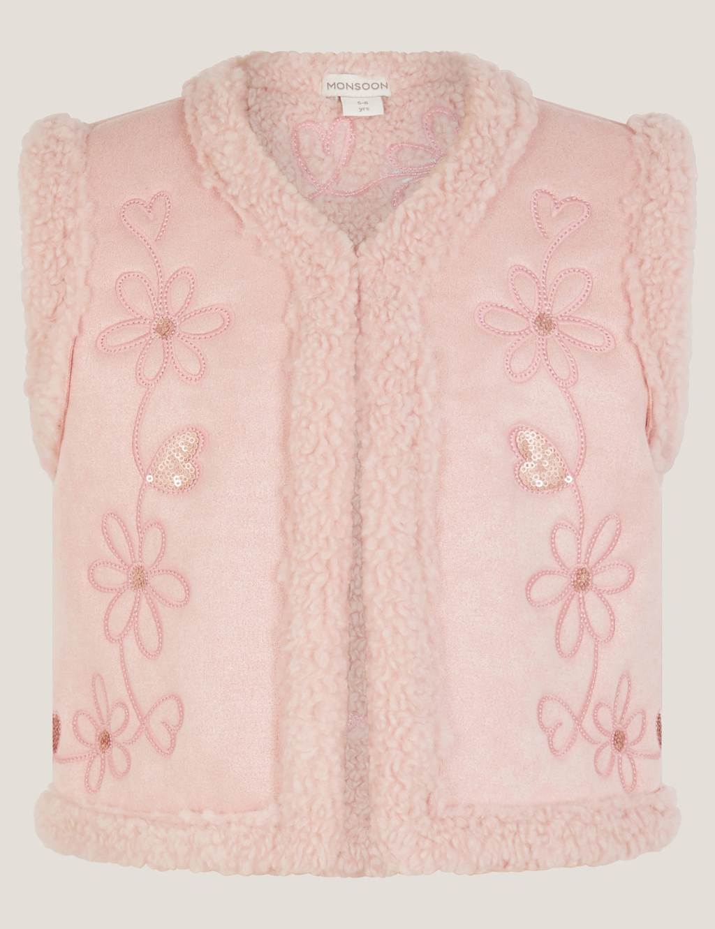 Monsoon Floral Embroidered Gilet (3-13 Yrs) Pink