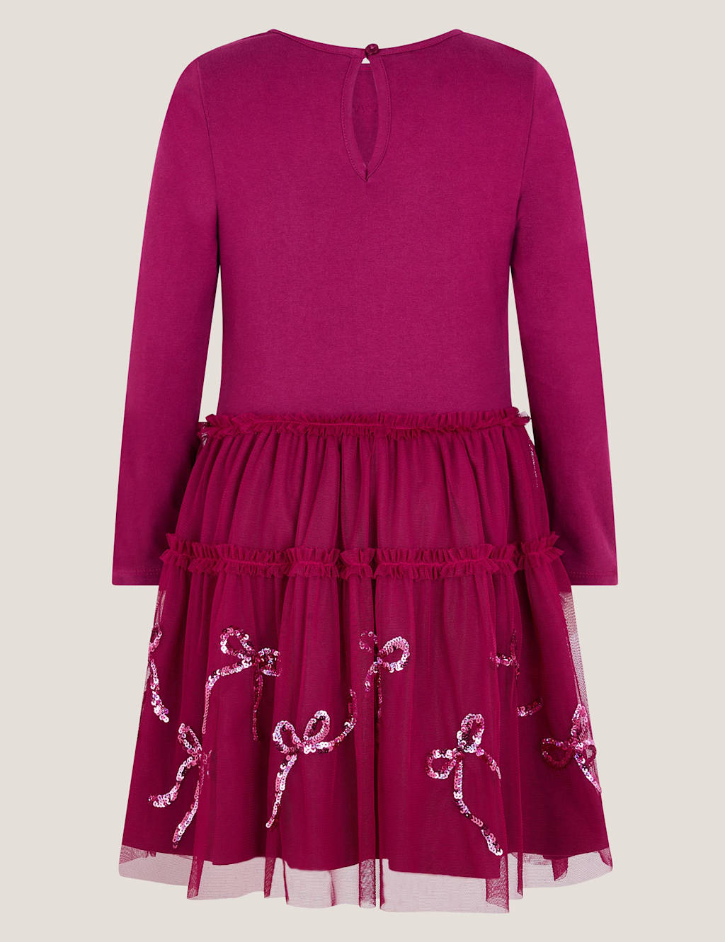 Monsoon Jersey Sequin Bow Dress (3-13 Yrs) Red Mix