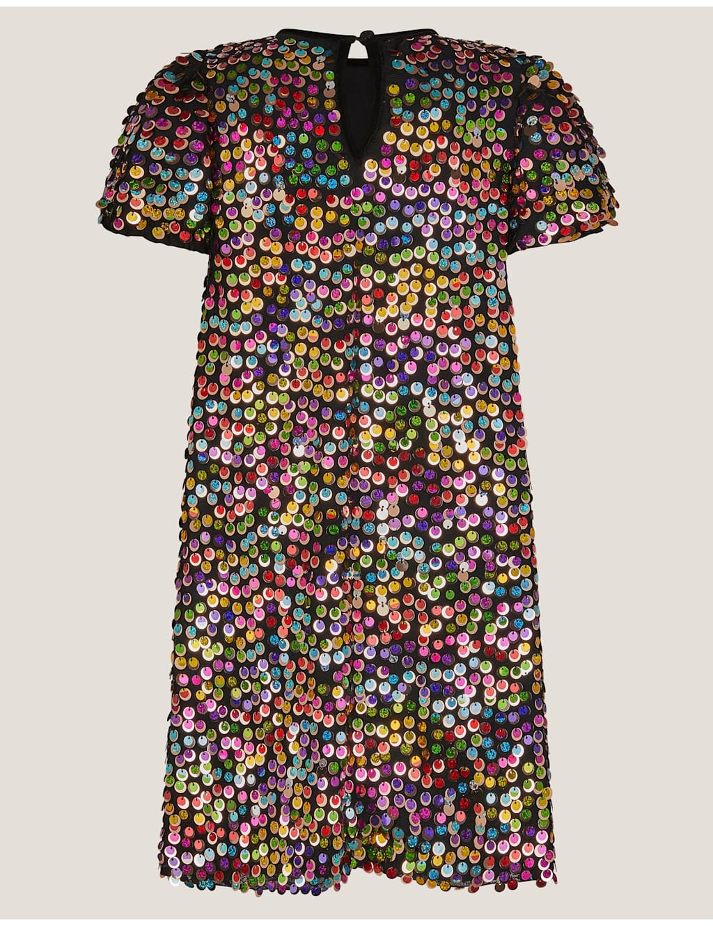 Monsoon Rainbow Sequin Puff Sleeve Dress (3-15 Yrs) Multi