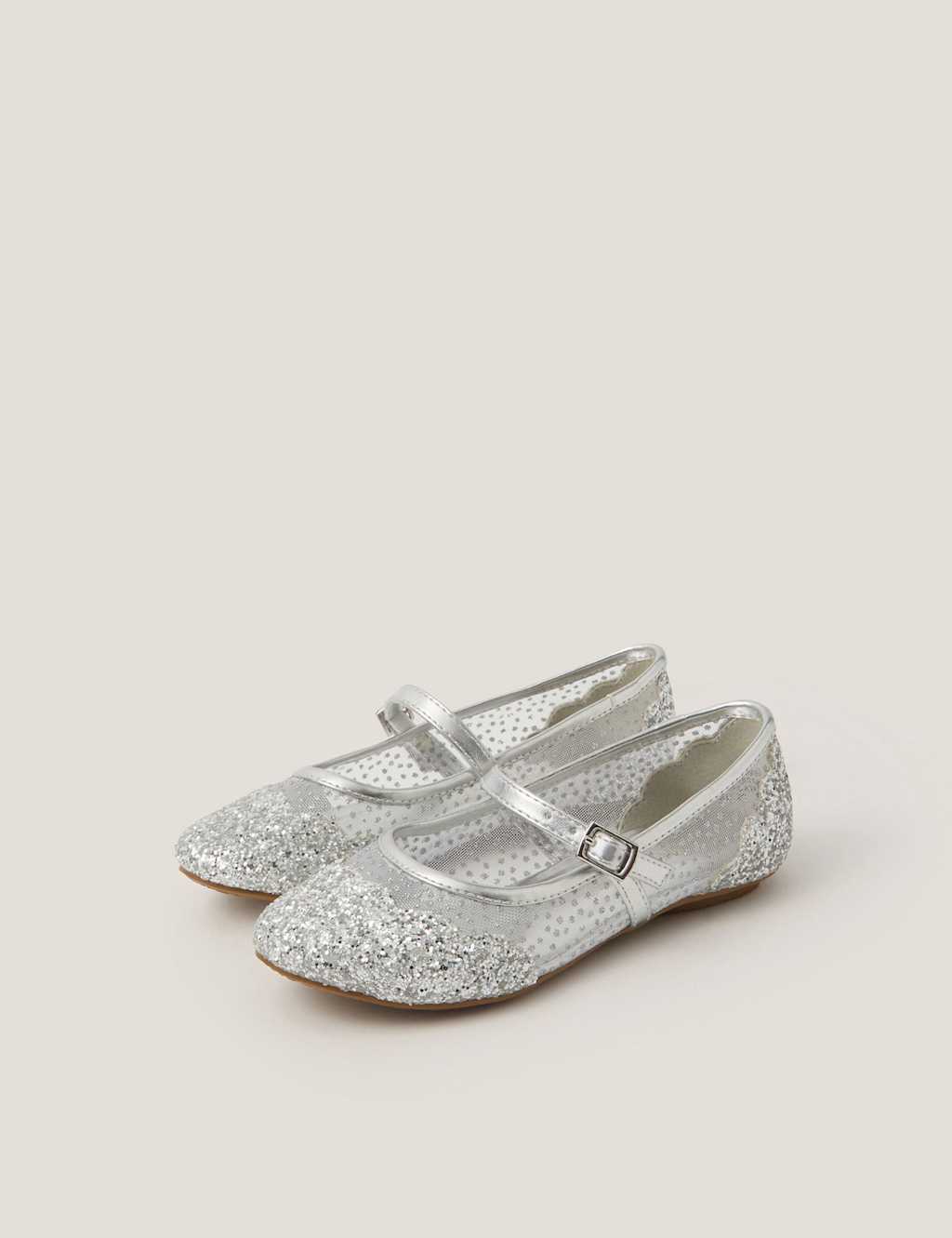 Monsoon Kids' Glitter Ballet Pumps (7 Small - 4 Large) Silver