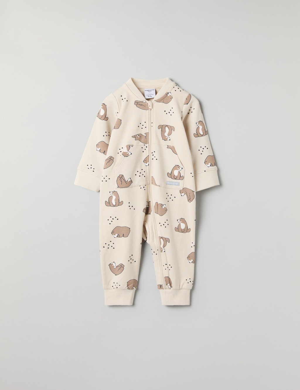 Cotton Rich Bear Print Romper (1-12 Mths)