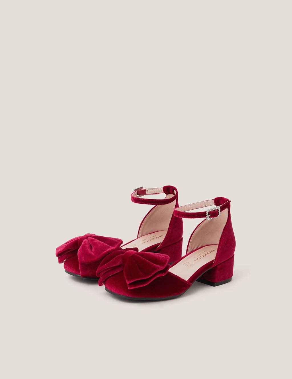 Monsoon Kids' Velvet Bow Sandals (10 Small - 4 Large) Red