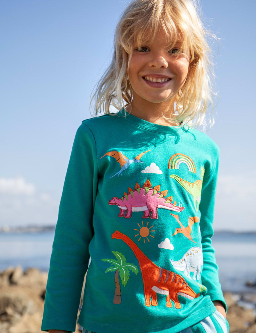Frugi Boys Pure Cotton Dinosaur Applique Top (0-8 Yrs) - 3-4 Y - Yellow Mix, Yellow Mix