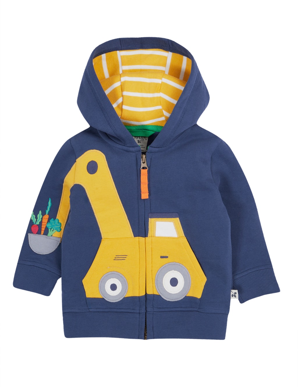 Frugi Boys Pure Cotton Digger Zip Hoodie (0-8 Yrs) - 4-5 Y - Navy Mix, Navy Mix