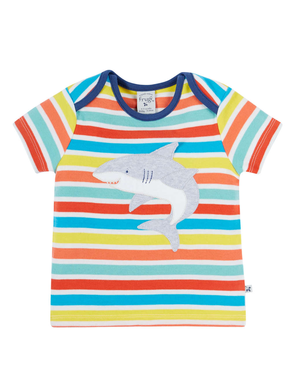 Frugi Pure Cotton Shark T-Shirt (0-4 Yrs) Multi