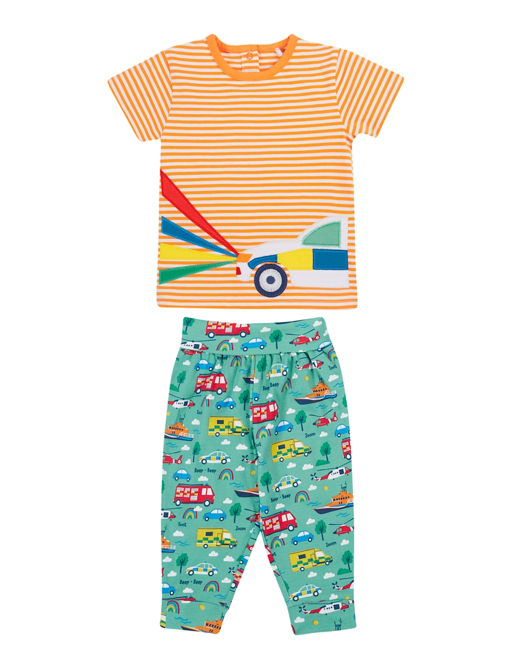 Frugi Boys Pure Cotton Transport Top & Bottom Outfit (0-5 Yrs) - 18-24 - Multi, Multi