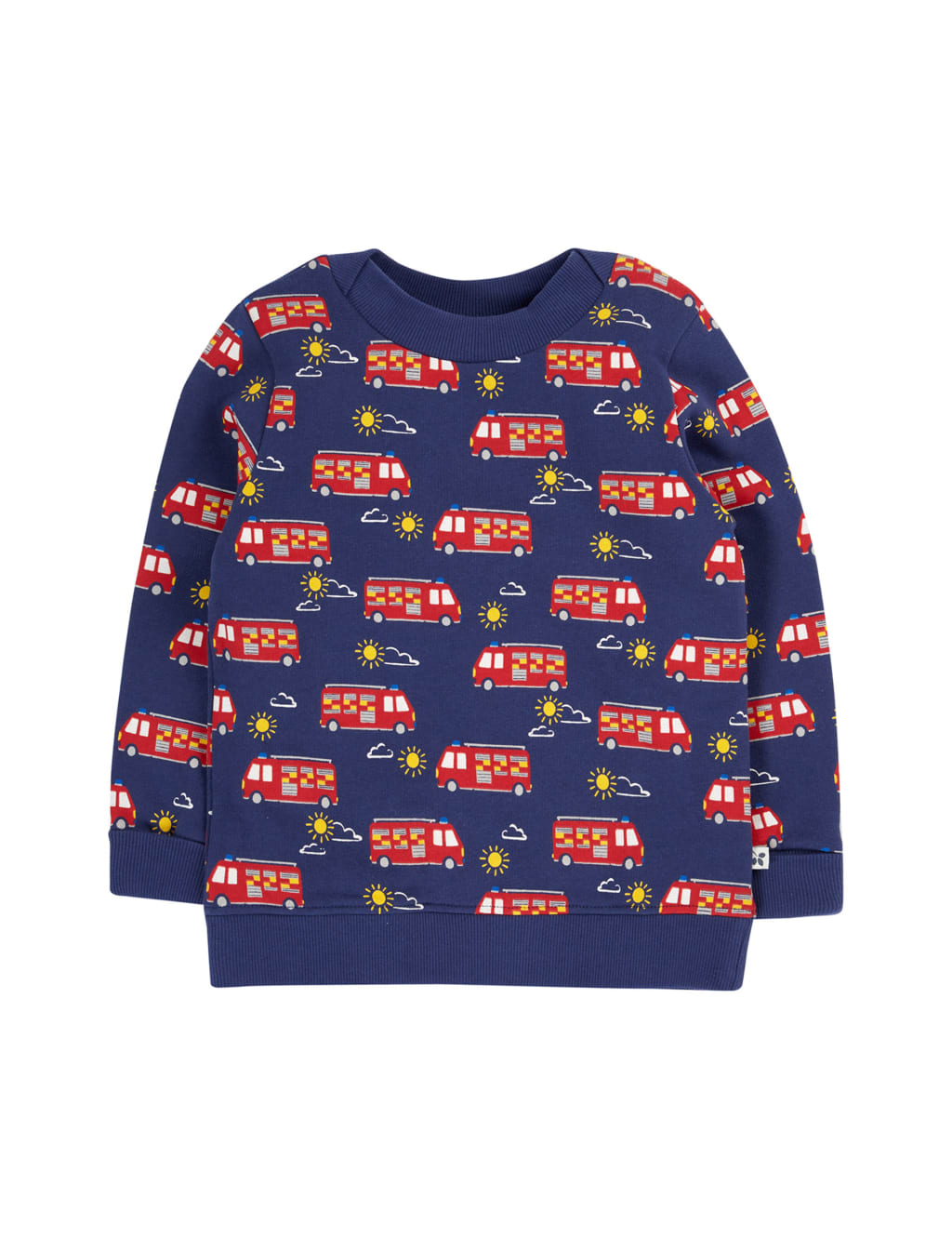 Frugi Boys Pure Cotton Fire Engine Jumper (0-8 Yrs) - 2-3 Y - Navy Mix, Navy Mix
