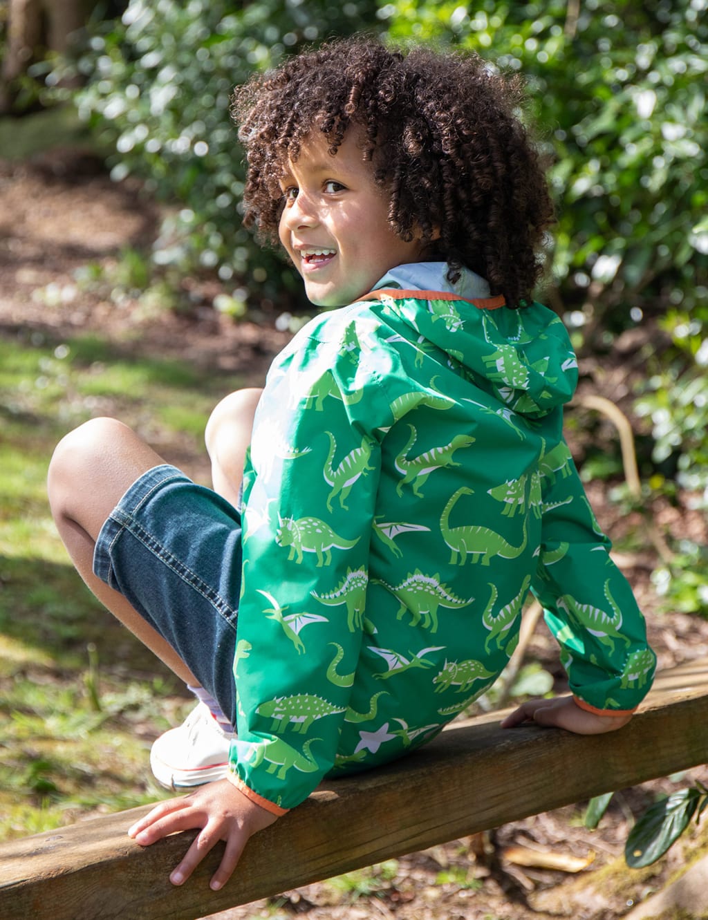Frugi Boys Hooded Dinosaur Raincoat (1-10 Yrs) - 6-7 Y - Green Mix, Green Mix