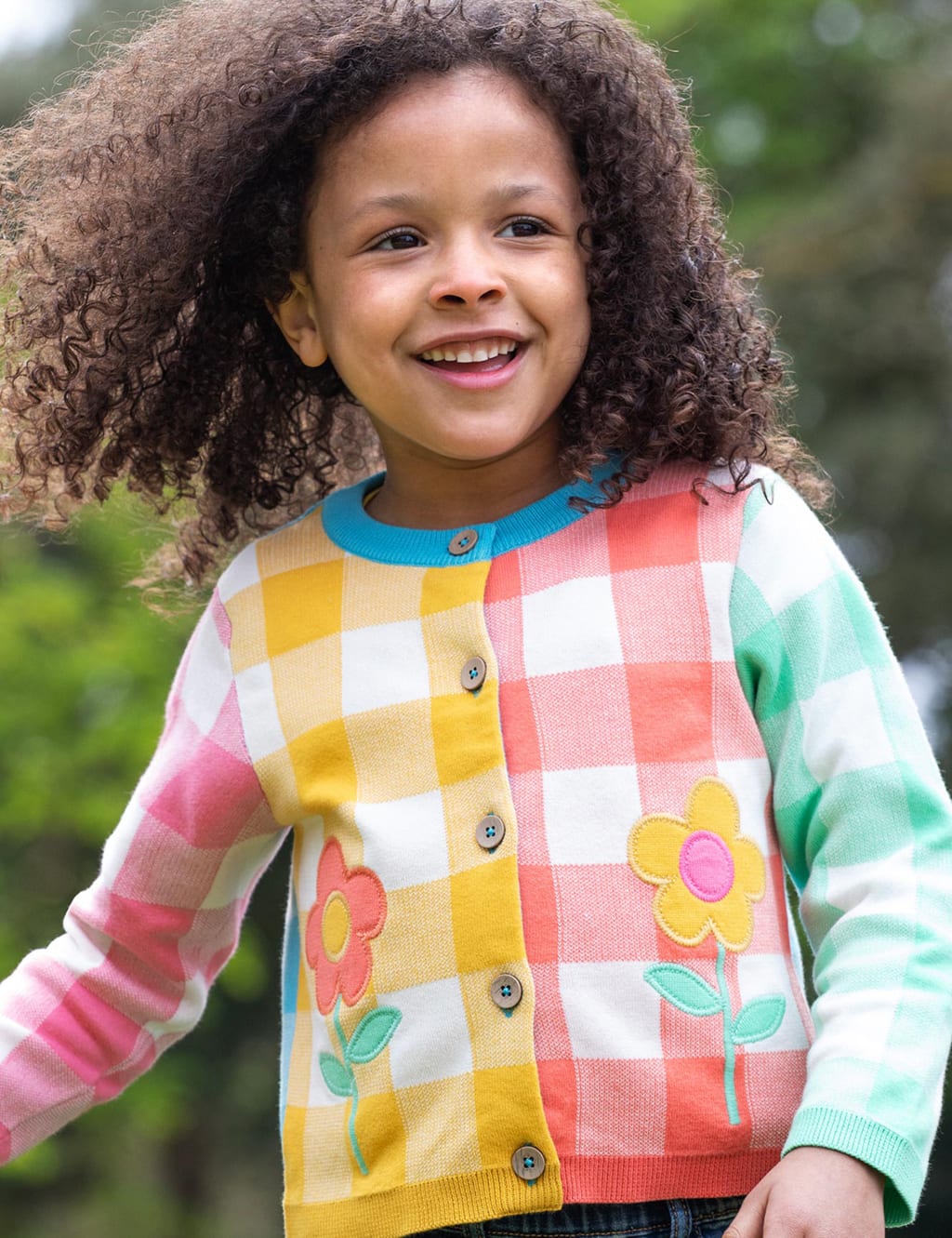 Frugi Girls Pure Cotton Checked Cardigan (2-10 Yrs) - 9-10Y - Multi, Multi