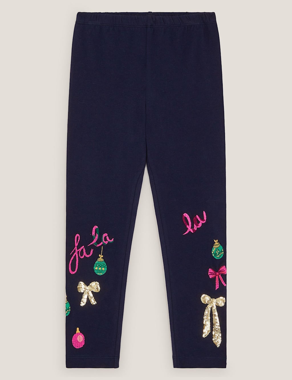 Monsoon Cotton Rich Christmas Sequin Leggings (3-13 Yrs) Navy Mix